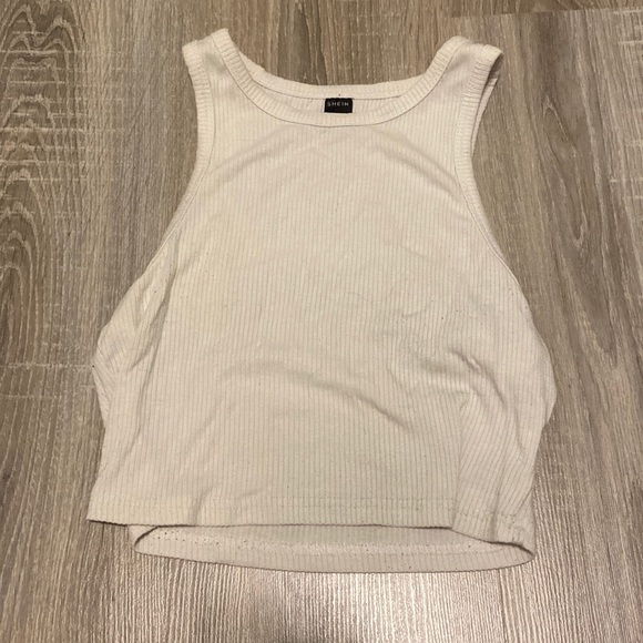 white ribbed shein halter top style crop top - Picture 1 of 1